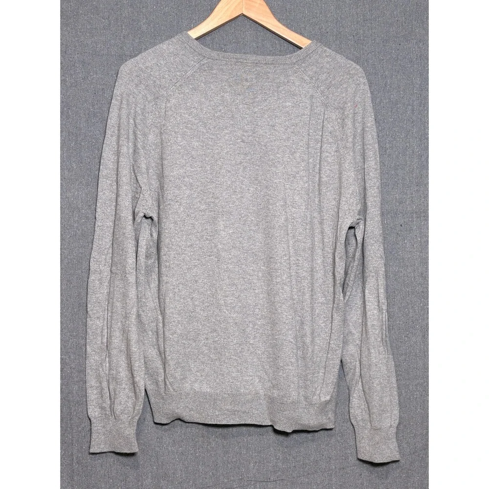 J.Crew Mens Gray Cotton Cashmere V-Neck Sweater Size M Style 19604 Raglan Sleeve